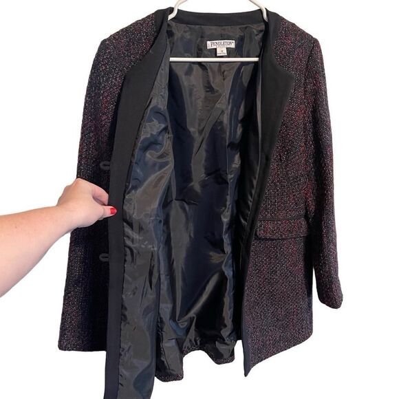 NWOT- Pendleton Petites- Dark Charcoal Tweed Blazer Long Jacket, Size 12 PETITE - Picture 4 of 10